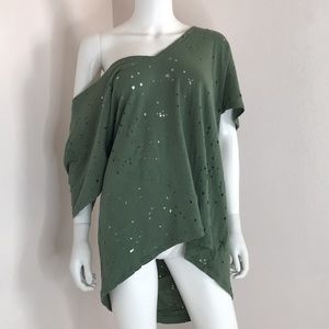 We the free M green ripped oversize T-shirt